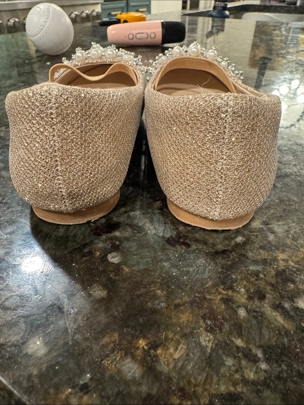 Dream Pairs Girls Size 12 Gold Glitter Pearl Ballet Flats Dress Shoes